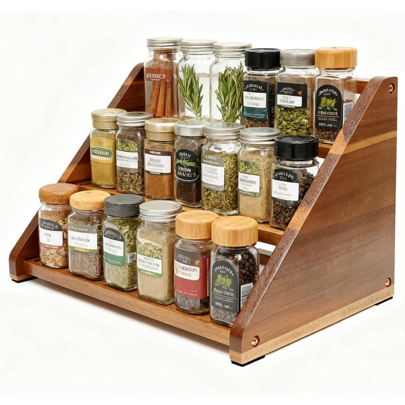 Wood 3-Tier Spice Rack Organizer