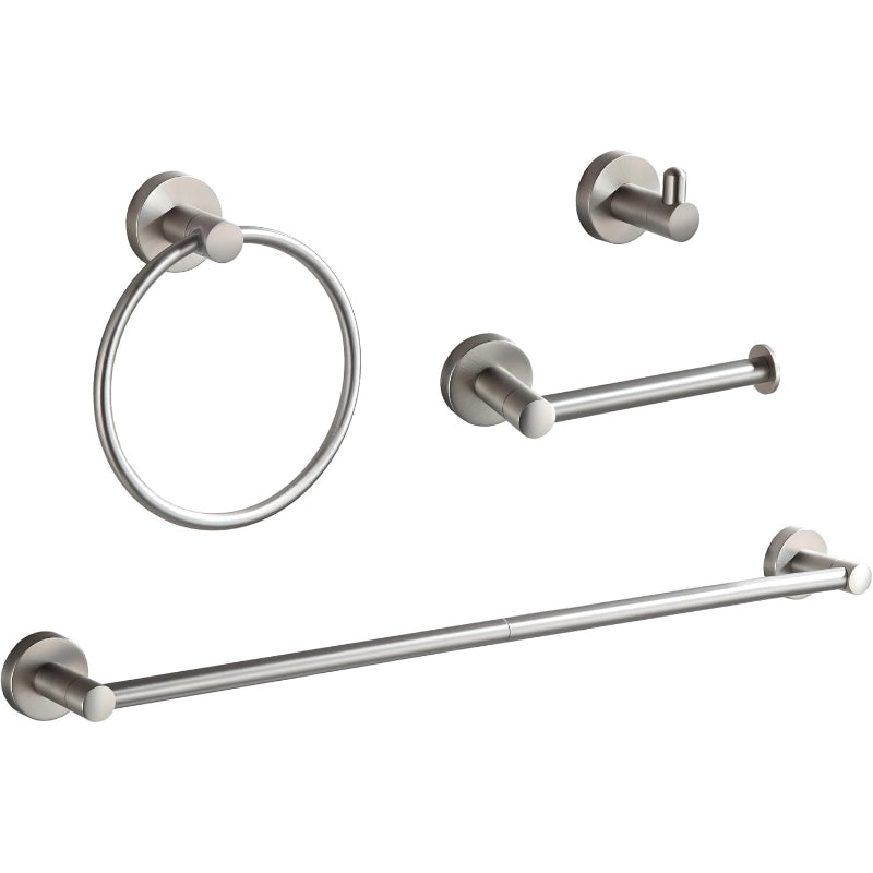 4-Piece Brushed Nickel Bathroom Accessory Set