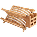 Bamboo Foldable Dish Rack with Utensil Holder