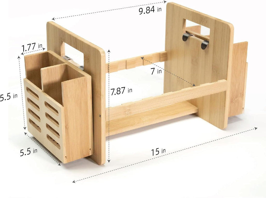 Bamboo Dish Drying Rack with Utensil Holder