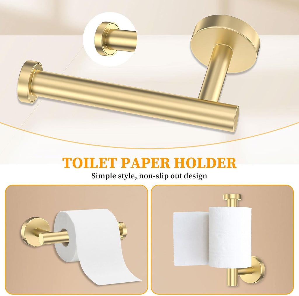 10-Piece Round Brushed Gold Bathroom Hardware Set