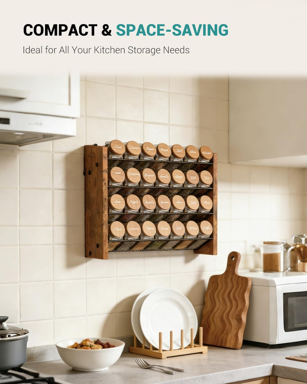 Cabinet Wall Countertop Spice Rack Organizer