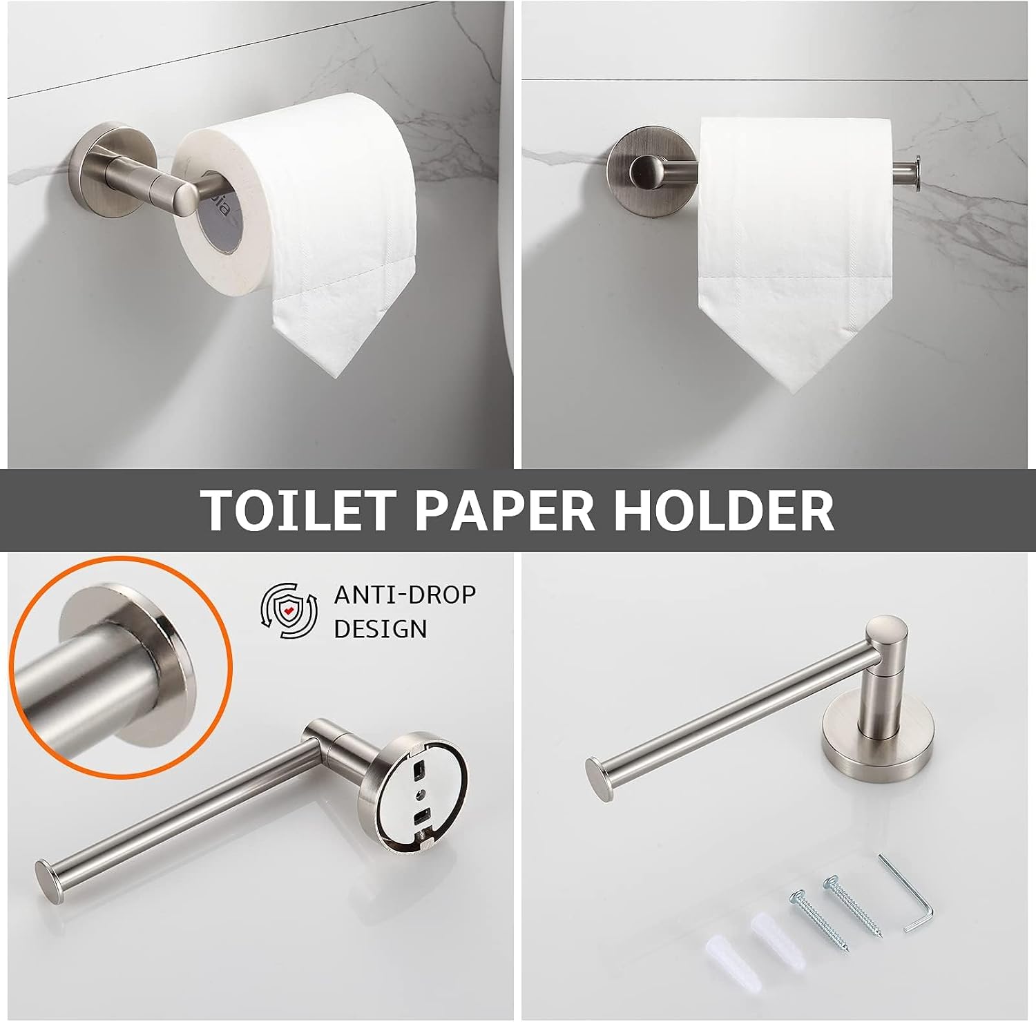 4-Piece Brushed Nickel Bathroom Accessory Set