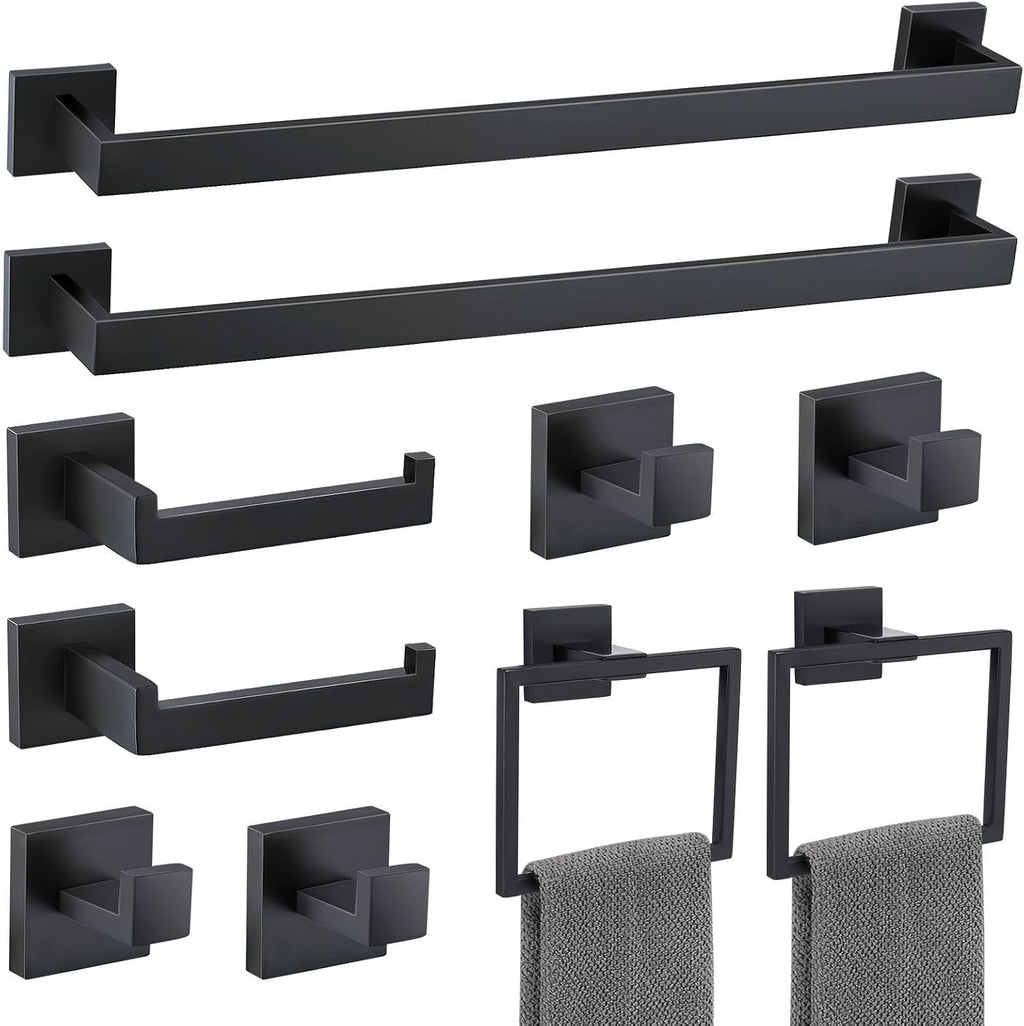10-Piece Black SUS304 Bathroom Hardware Set
