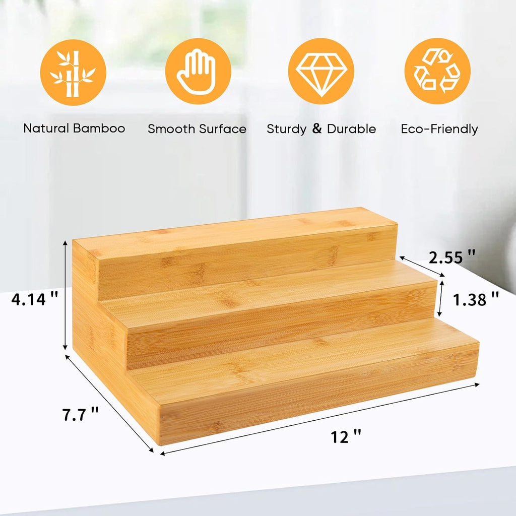 Bamboo Natural 2-Pack 3-Tier Spice Rack