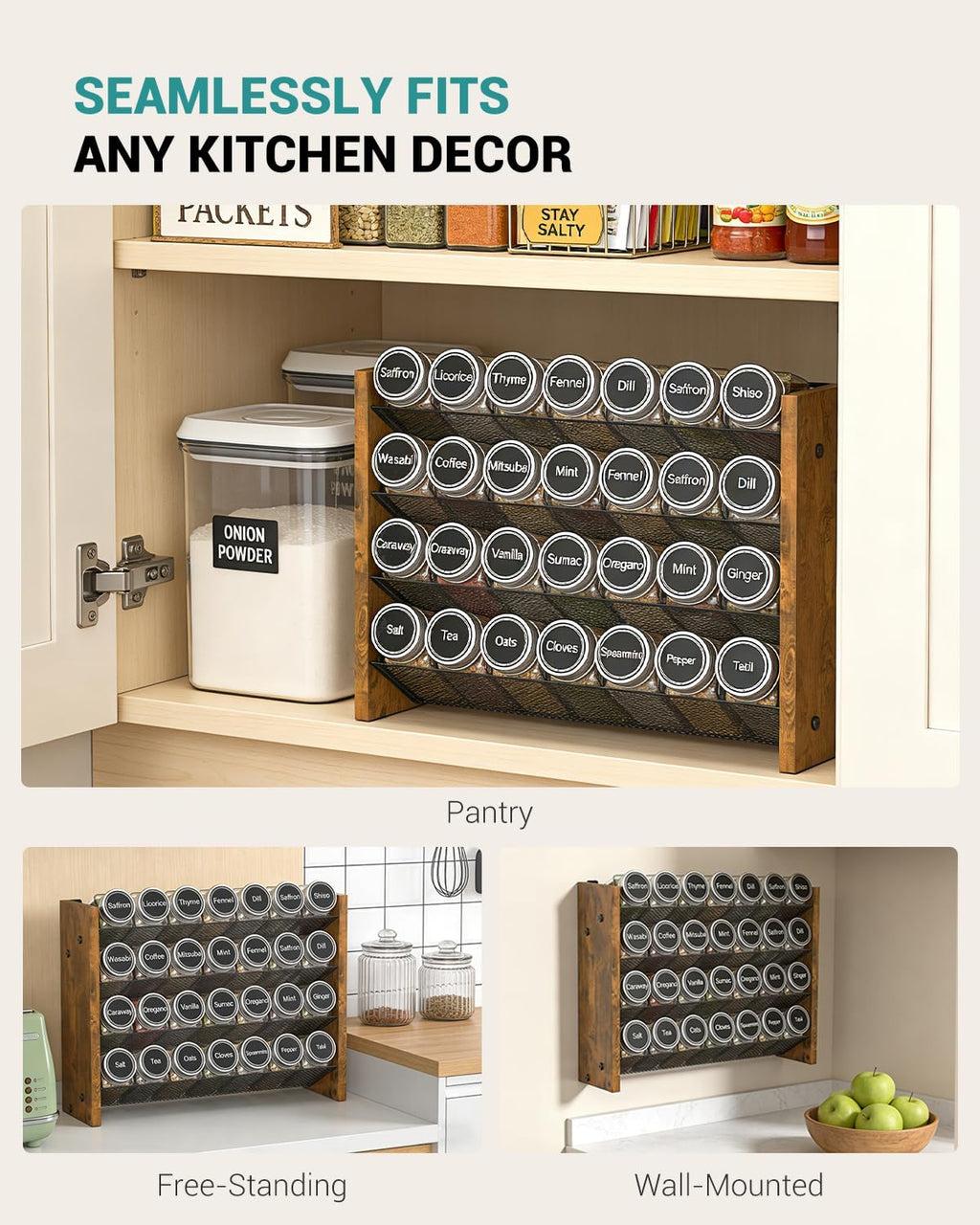 Cabinet Wall Countertop Spice Rack Organizer