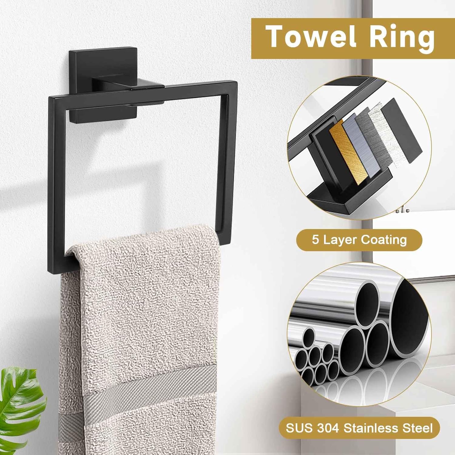 10-Piece Black SUS304 Bathroom Hardware Set