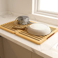 Stone Dish Mat with Foldable Bamboo Rack