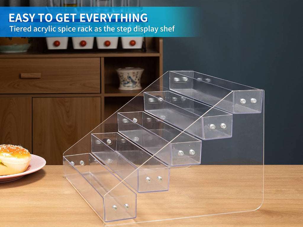 Clear Acrylic Tiered Spice Rack Organizer