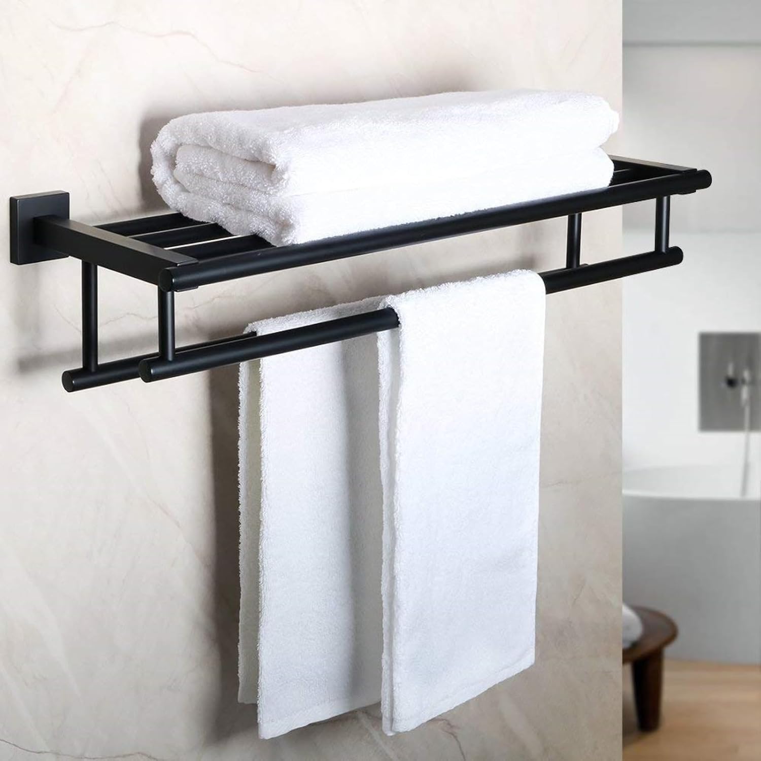 Matte Black 24 Inch Wall Mounted Double Towel Rack