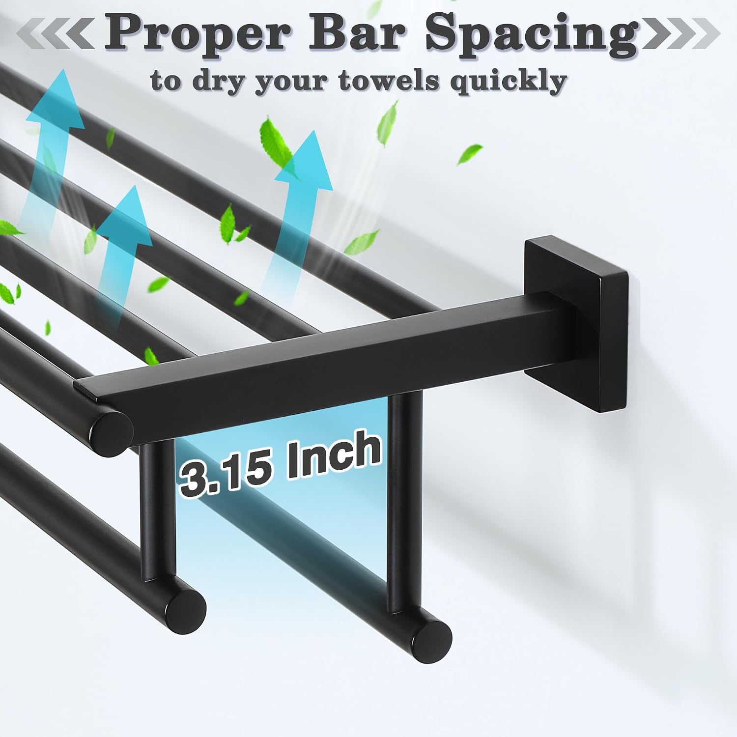 Matte Black 24 Inch Wall Mounted Double Towel Rack