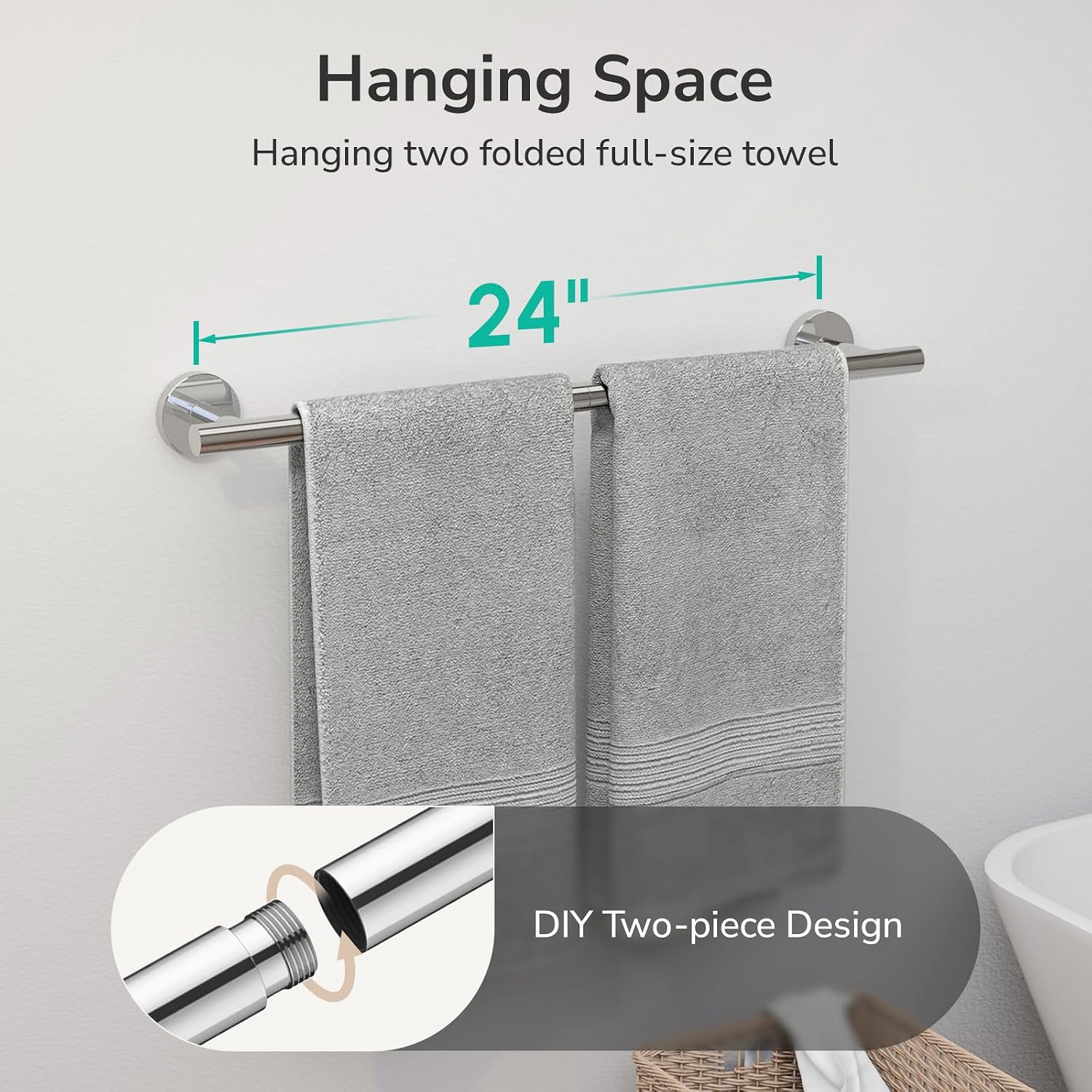 24-Inch Polished Chrome Towel Bar