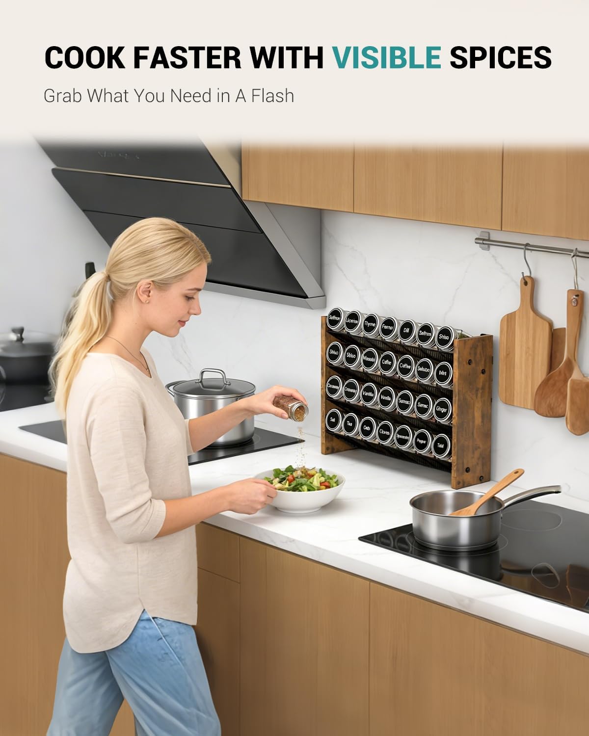 Cabinet Wall Countertop Spice Rack Organizer