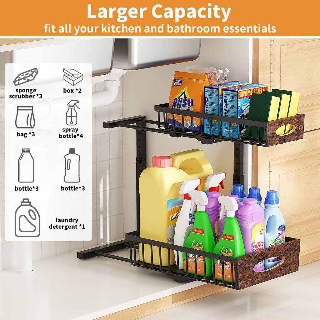 2-Pack 2-Tier Pull Out Under Sink Organizer