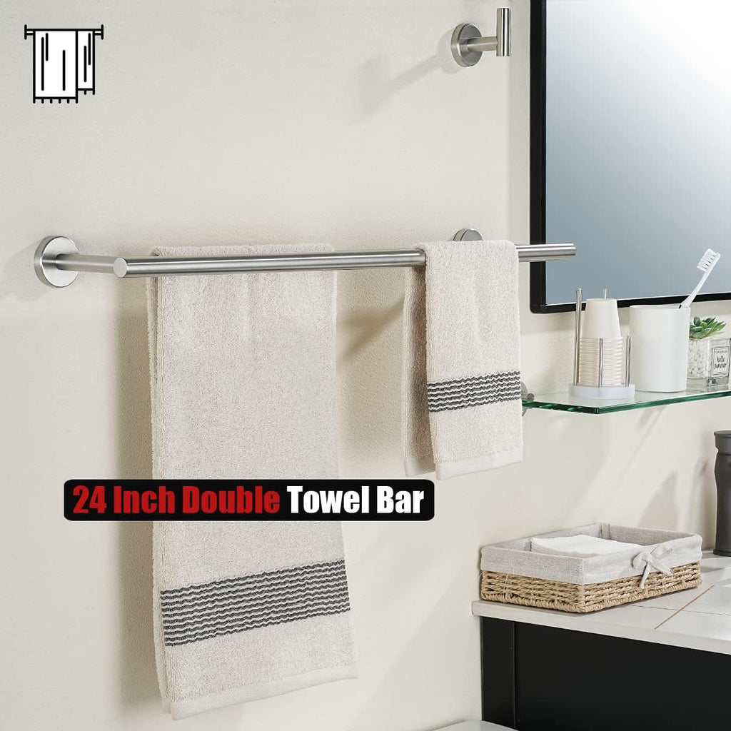 Brushed Steel 27 Inch Double Towel Bar