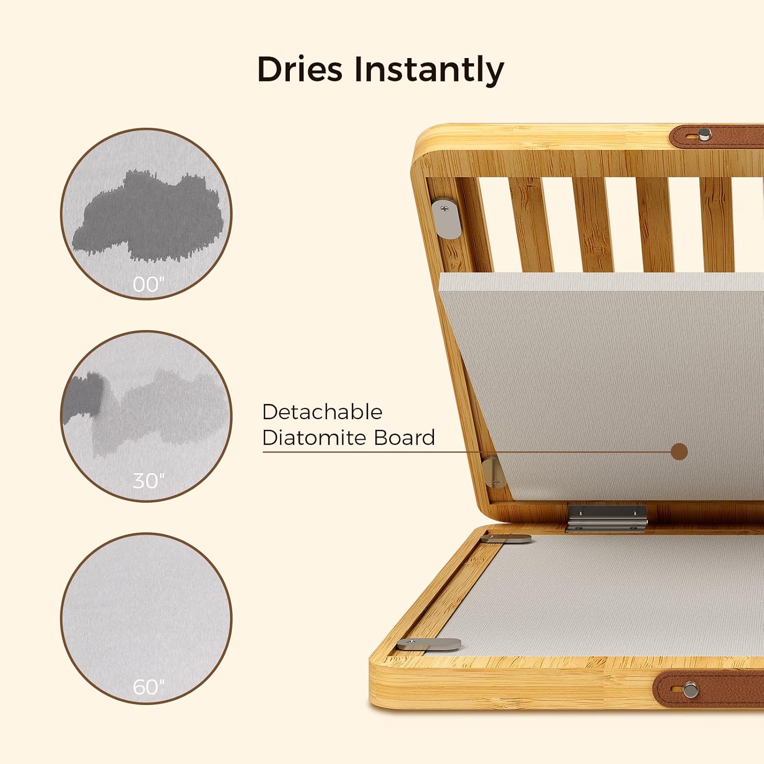 Stone Dish Mat with Foldable Bamboo Rack