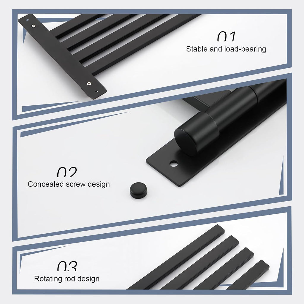 Matte Black 4-Arm Swivel Towel Bar