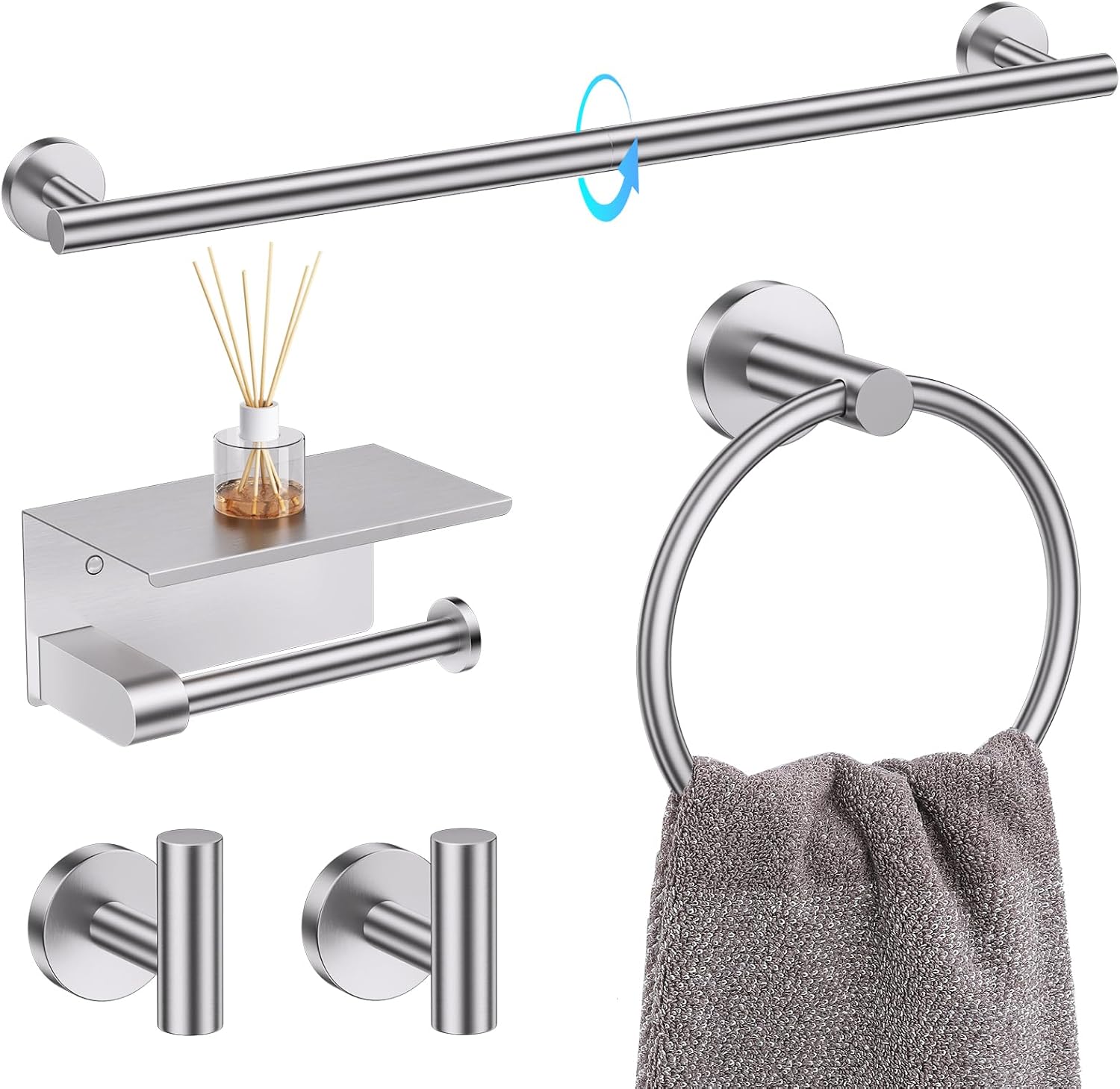 5-Piece Brushed Nickel Bathroom Set