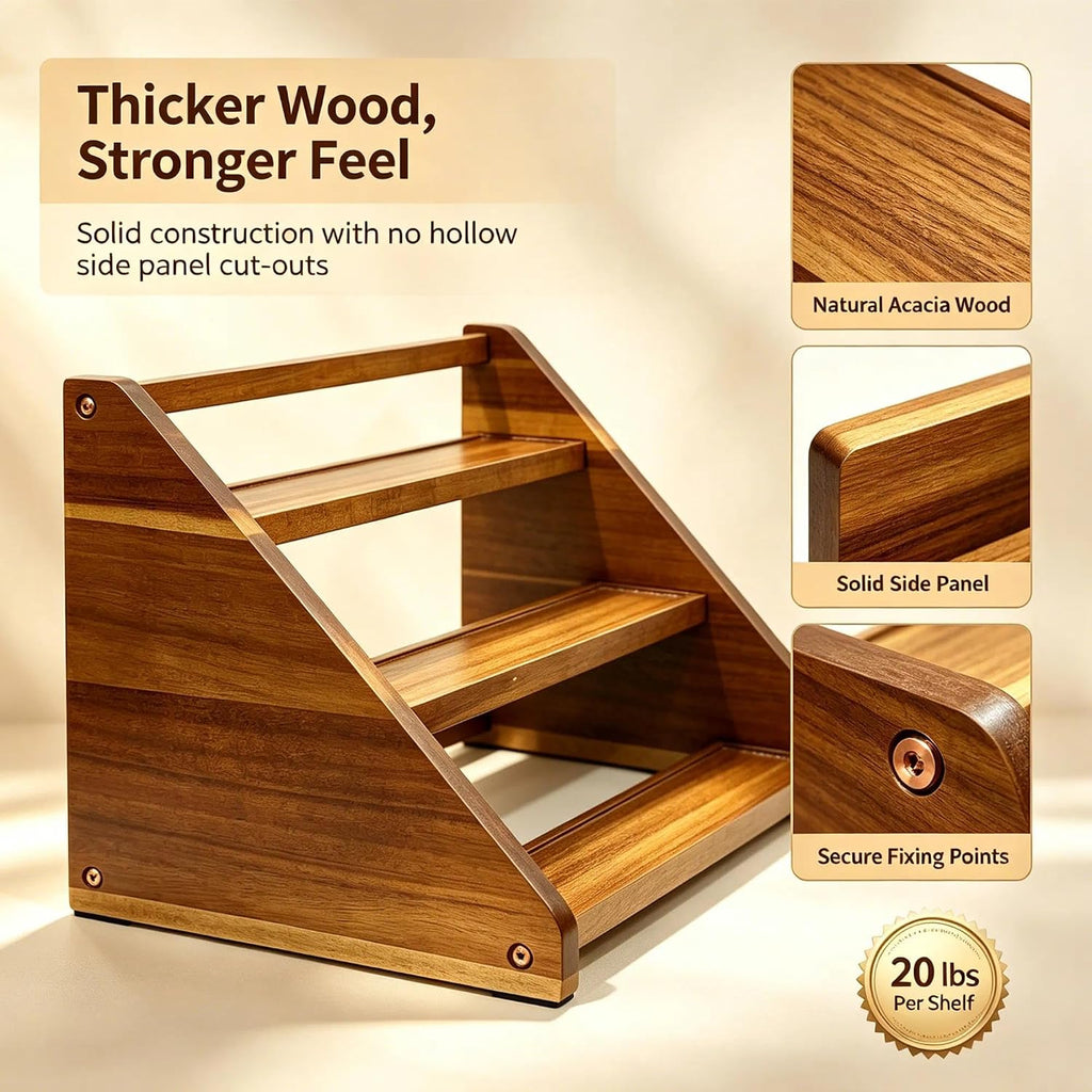Wood 3-Tier Spice Rack Organizer