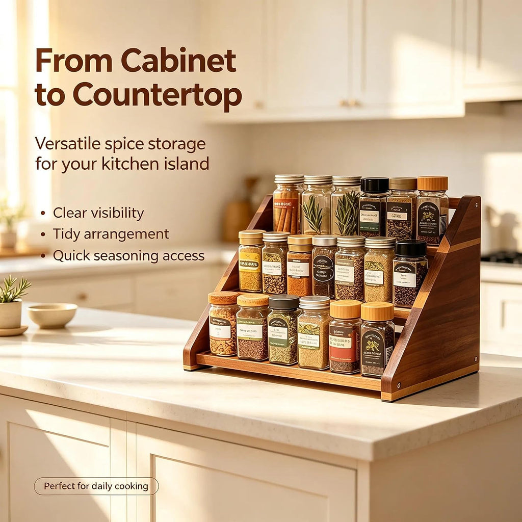 Wood 3-Tier Spice Rack Organizer