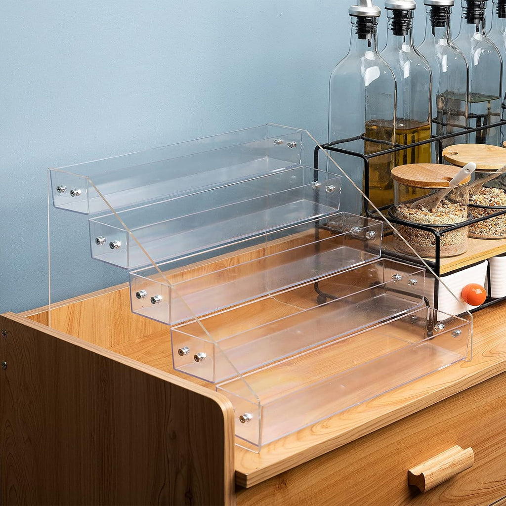 Clear Acrylic Tiered Spice Rack Organizer