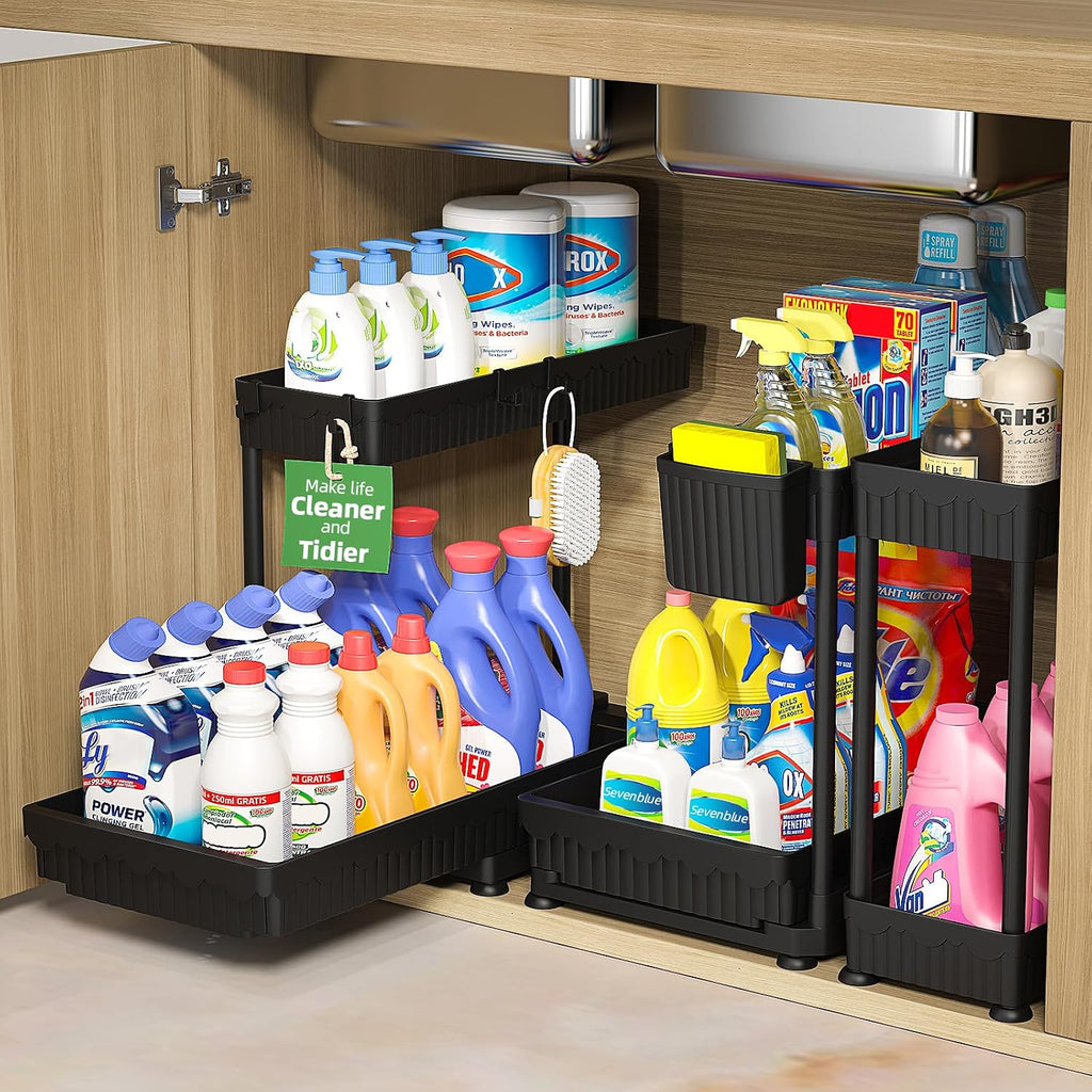 3-Pack 2-Tier L-Shaped Under Sink Organizer