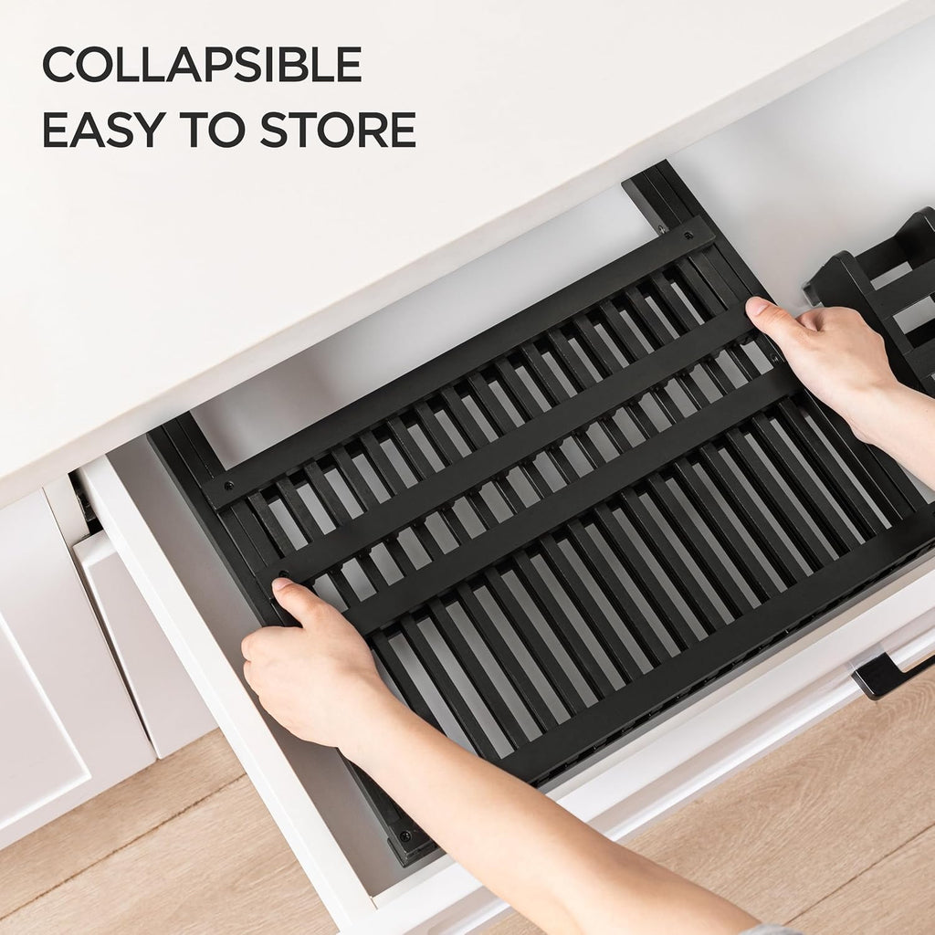 Bamboo Folding 2-Tier Dish Rack