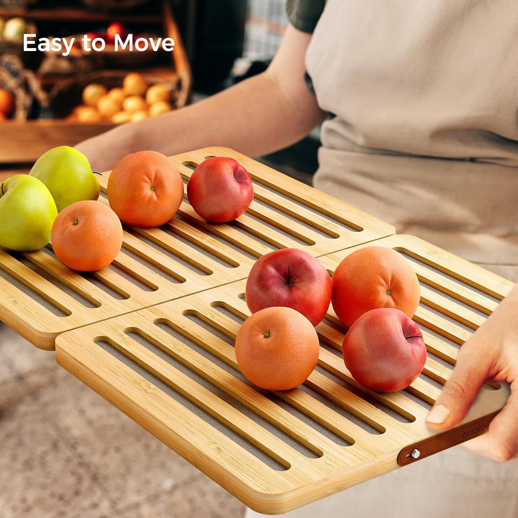 Stone Dish Mat with Foldable Bamboo Rack