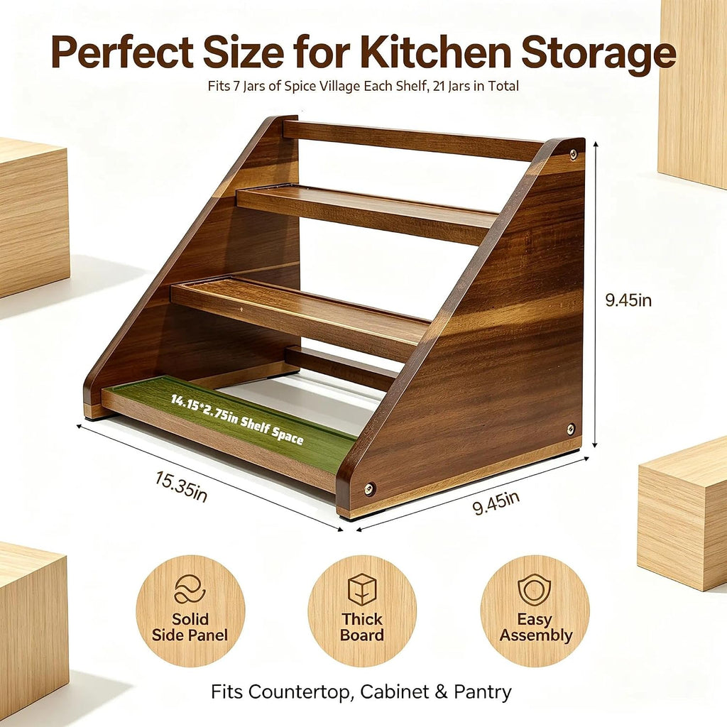 Wood 3-Tier Spice Rack Organizer