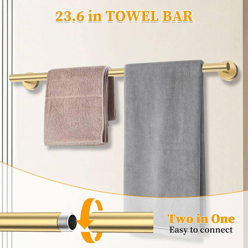 10-Piece Round Brushed Gold Bathroom Hardware Set