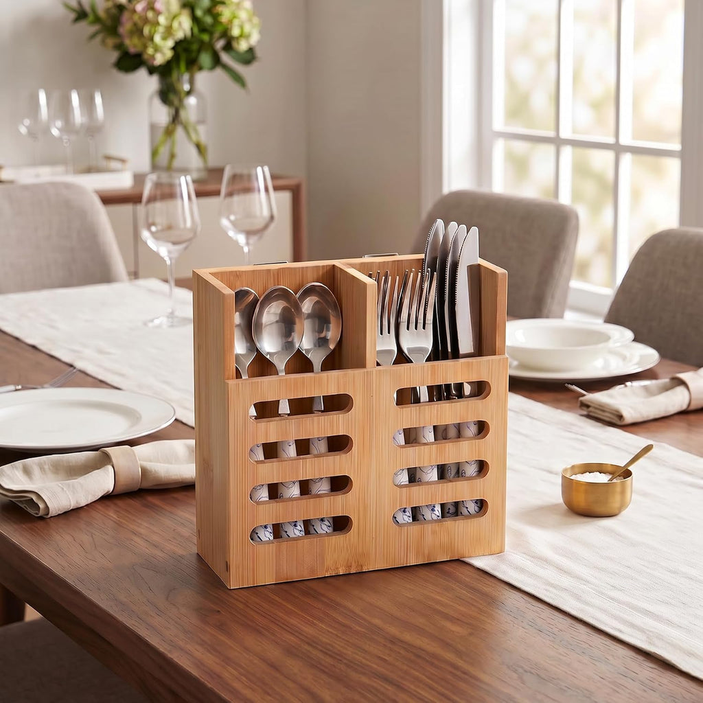 Bamboo Dish Drying Rack with Utensil Holder