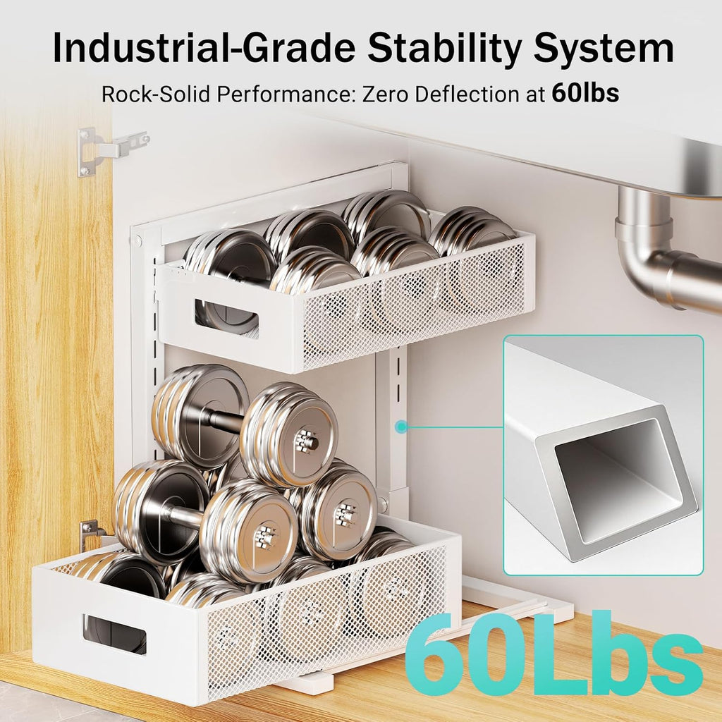 2-Tier Adjustable Pull Out Under Sink Organizer