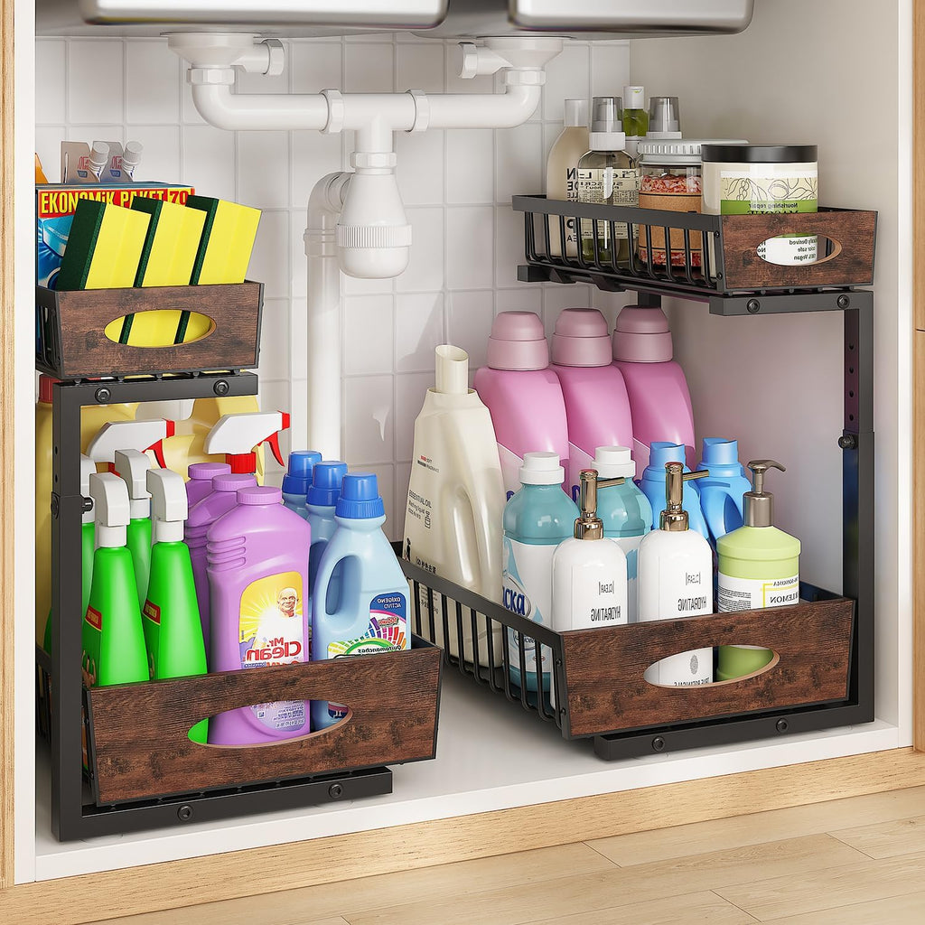 2-Pack 2-Tier Pull Out Under Sink Organizer