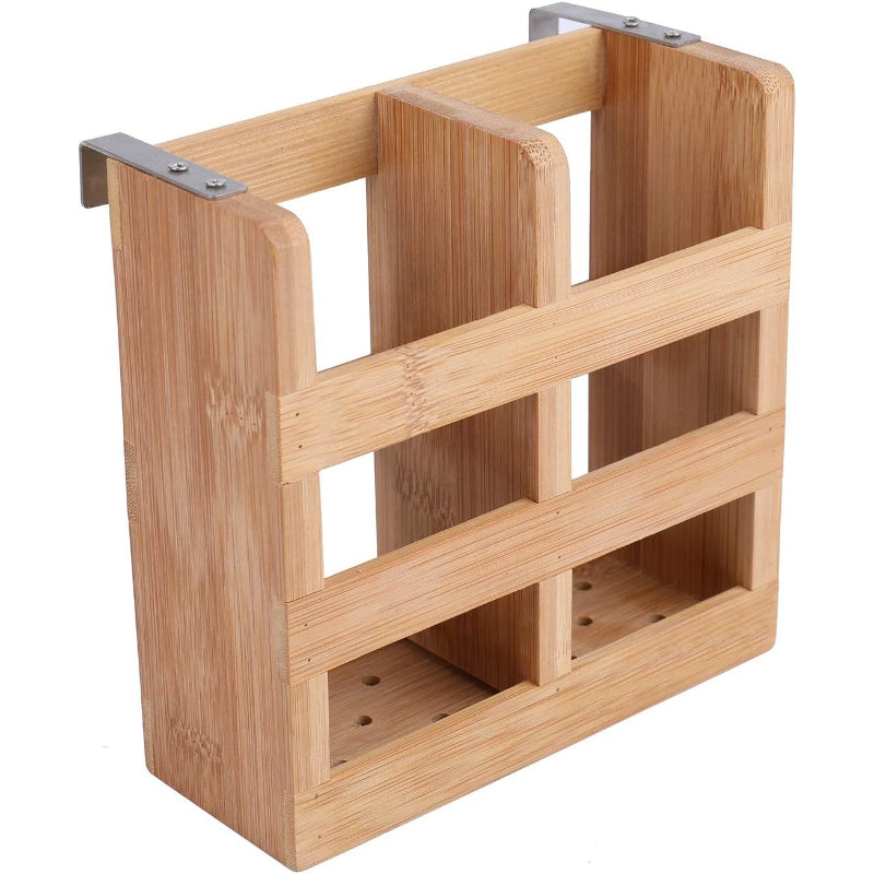 Bamboo Foldable Dish Rack with Utensil Holder