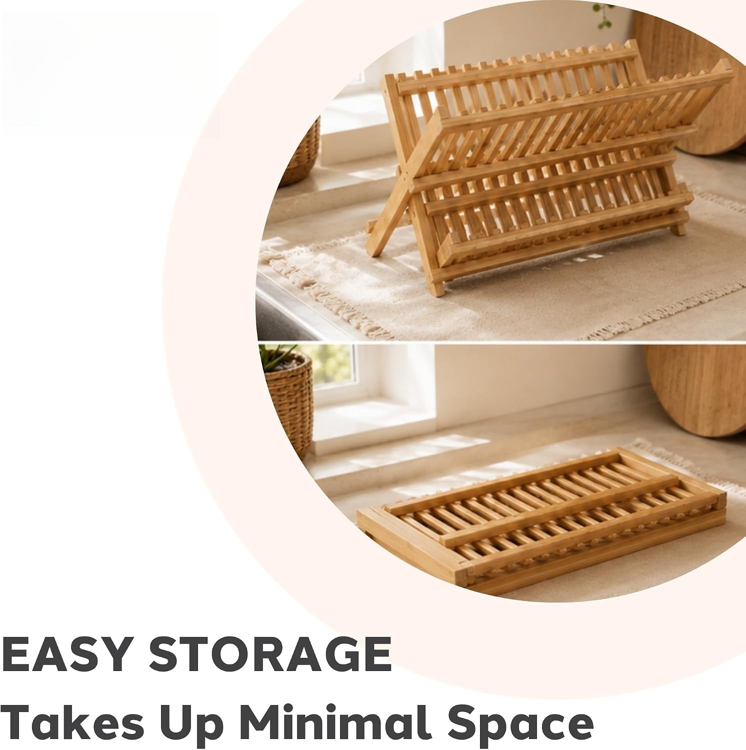 2-Tier XL Bamboo Folding Dish Rack