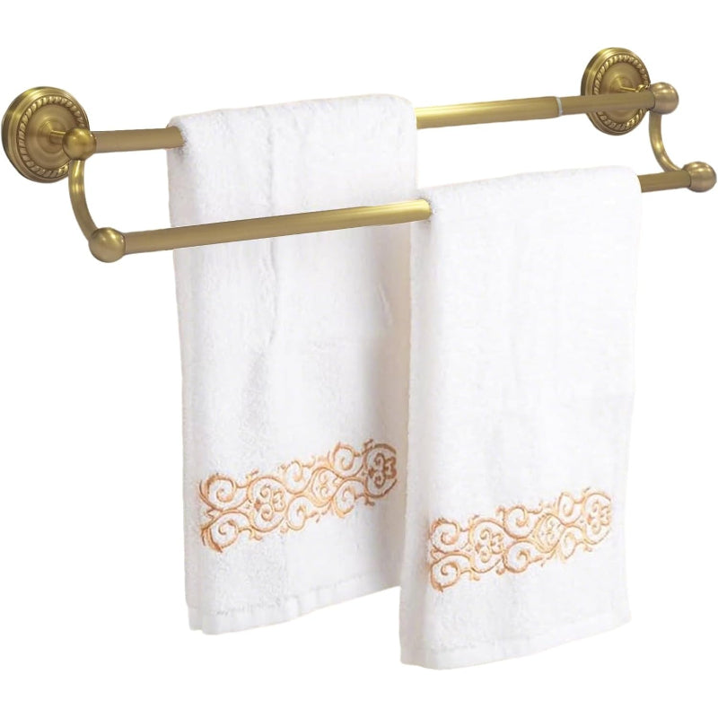 Brass Wall Mounted Gold Double Towel Bar